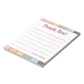 Kleurrijke retro Dank u Jouw naam Lined Notitieblok (Linkerzijde)