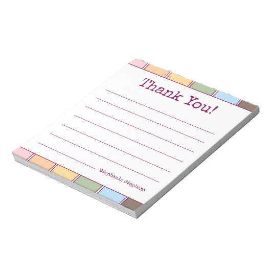 Kleurrijke retro Dank u Jouw naam Lined Notitieblok (Linkerzijde)