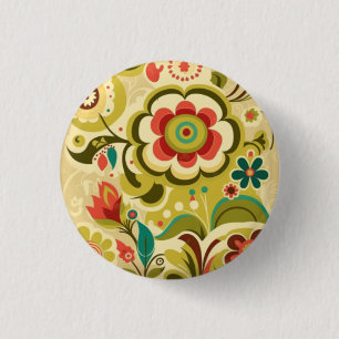 Kleurrijke retro design floral Button