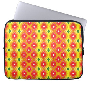 Kleurrijke retro diamant strepen patroon laptop sleeve