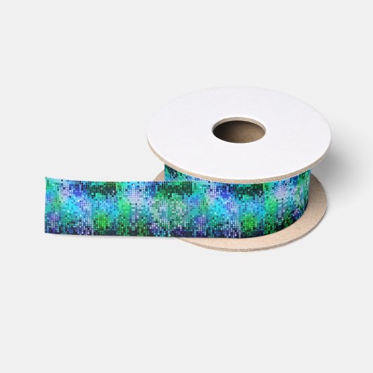 Kleurrijke Retro Disco Glitters Satijnen Lint (Spoel)