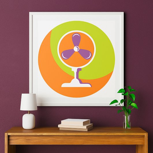 Kleurrijke Retro Elektrische Fan Zomer Pop Art Poster