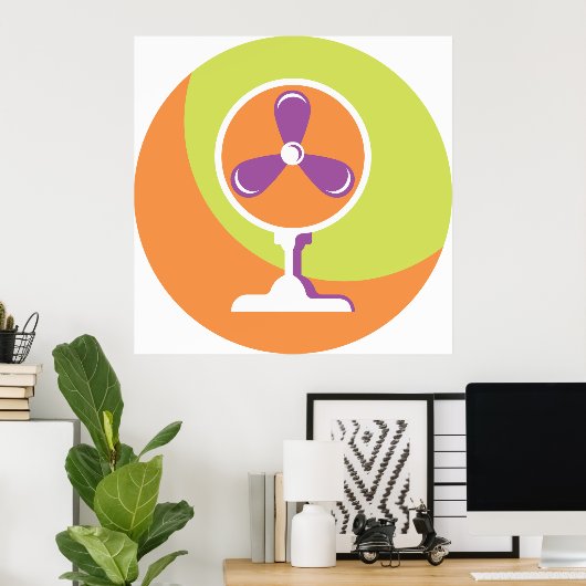 Kleurrijke Retro Elektrische Fan Zomer Pop Art Poster (Thuiskantoor)