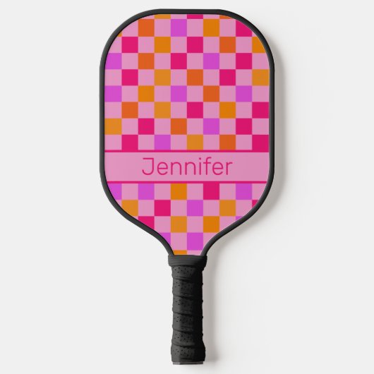 Kleurrijke Retro Esthetisch Gecontroleerd Patroon  Pickleball Paddle (Voorkant)