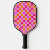 Kleurrijke Retro Esthetisch Gecontroleerd Patroon  Pickleball Paddle (Achterkant)
