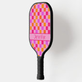 Kleurrijke Retro Esthetisch Gecontroleerd Patroon  Pickleball Paddle (Links)