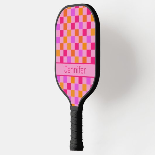 Kleurrijke Retro Esthetisch Gecontroleerd Patroon  Pickleball Paddle (Links)