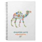 Kleurrijke Retro Floral Camel & White Damkers Notitieboek (Voorkant)
