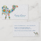 Kleurrijke Retro Floral Camel & White Damkers Visitekaartje (Voorkant / Achterkant)