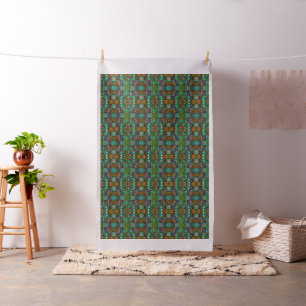 Kleurrijke Retro Floral Collage Geometrisch Patroo Stof
