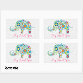 Kleurrijke Retro Floral Elephant 2 & Black Damkers Rechthoekige Sticker (Vel)