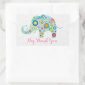 Kleurrijke Retro Floral Elephant 2 & Black Damkers Rechthoekige Sticker (Tas)