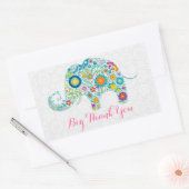 Kleurrijke Retro Floral Elephant 2 & Black Damkers Rechthoekige Sticker (Envelop)
