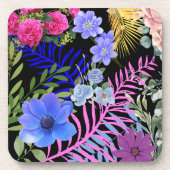 Kleurrijke Retro Floral Fern Bontanical gebladerte Bier Onderzetter (Voorkant)