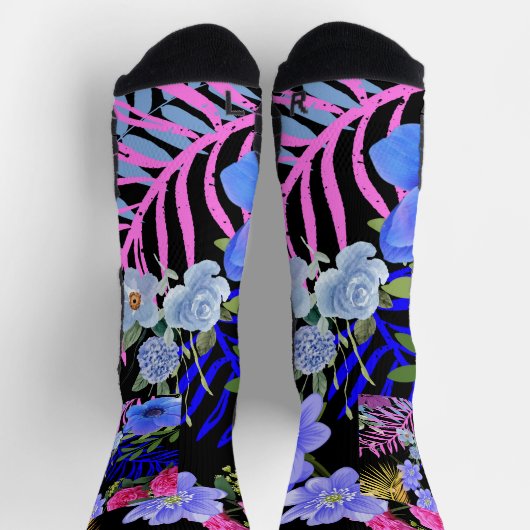 Kleurrijke Retro Floral Fern Bontanical gebladerte Sokken (Top)