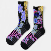 Kleurrijke Retro Floral Fern Bontanical gebladerte Sokken (Links)