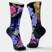 Kleurrijke Retro Floral Fern Bontanical gebladerte Sokken (Gebogen)