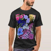 Kleurrijke Retro Floral Fern Bontanical gebladerte T-shirt (Voorkant)