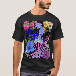 Kleurrijke Retro Floral Fern Bontanical gebladerte T-shirt