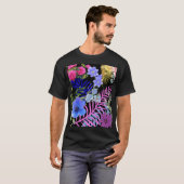 Kleurrijke Retro Floral Fern Bontanical gebladerte T-shirt (Voorkant volledig)