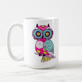 Kleurrijke  Retro Floral Hot Pink Owl Mok (Links)