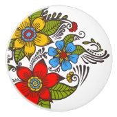 Kleurrijke Retro Floral Keramische Knop (Voorkant)