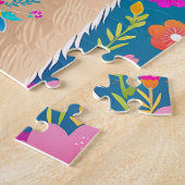 Kleurrijke Retro Floral Llama Jigsaw Puzzel (Zijkant)