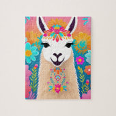 Kleurrijke Retro Floral Llama Jigsaw Puzzel (Verticaal)