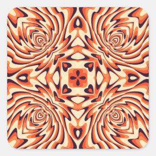 Kleurrijke Retro Floral naadloos Vierkante Sticker
