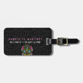 Kleurrijke retro Floral Sugar Skull Bagagelabel (Voorkant horizontaal)