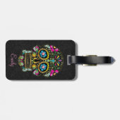 Kleurrijke retro Floral Sugar Skull Bagagelabel (Achterkant horizontaal)