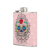 Kleurrijke retro Floral Sugar Skull Red Rose 2d Heupfles (Links)