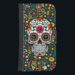 Kleurrijke retro Floral Sugar Skull Galaxy S4 Portemonnee Hoesje<br><div class="desc">Kleurrijke retro florale suikerschedel.</div>