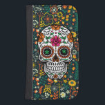 Kleurrijke retro Floral Sugar Skull Galaxy S4 Portemonnee Hoesje<br><div class="desc">Kleurrijke retro florale suikerschedel.</div>