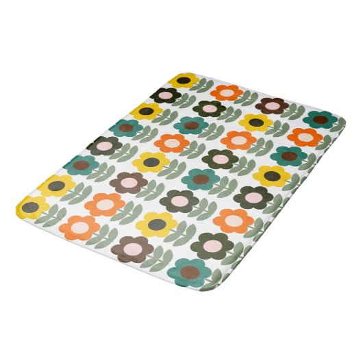 Kleurrijke retro florale badmat (Gekanteld)