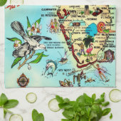 Kleurrijke Retro Florida kaart Theedoek (Gevouwen)