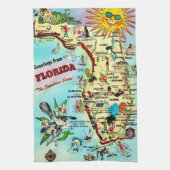 Kleurrijke Retro Florida kaart Theedoek (Verticaal)