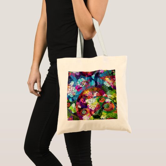  & Kleurrijke Retro Flower Bag Tote Bag (Voorkant (product))