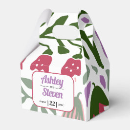 Kleurrijke retro folklore bloemen bloemenbruiloft bedankdoosjes