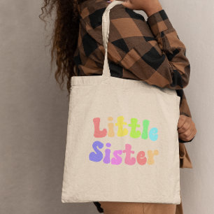 Kleurrijke Retro Font Little Sister Tote Bag