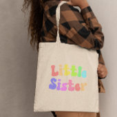 Kleurrijke Retro Font Little Sister Tote Bag