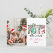 Kleurrijke Retro foto Vrolijk Kerstfeest Feestdagenkaart (Staand voorkant)