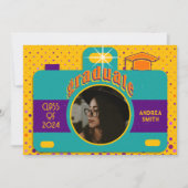 Kleurrijke Retro Fun Party Custom Afstuderen Foto Kaart (Voorkant)