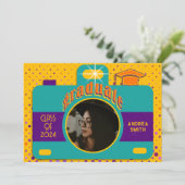Kleurrijke Retro Fun Party Custom Afstuderen Foto Kaart (Staand voorkant)