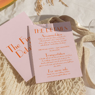 Kleurrijke Retro Fun Schattigee bruiloft Details Informatiekaartje