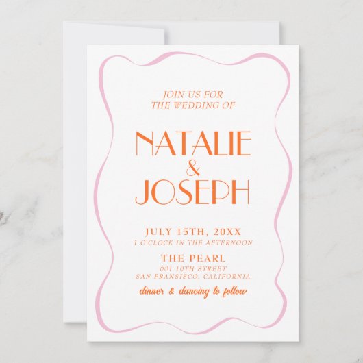 Kleurrijke Retro Fun Schattigee QR Code Wedding Kaart (Voorkant)