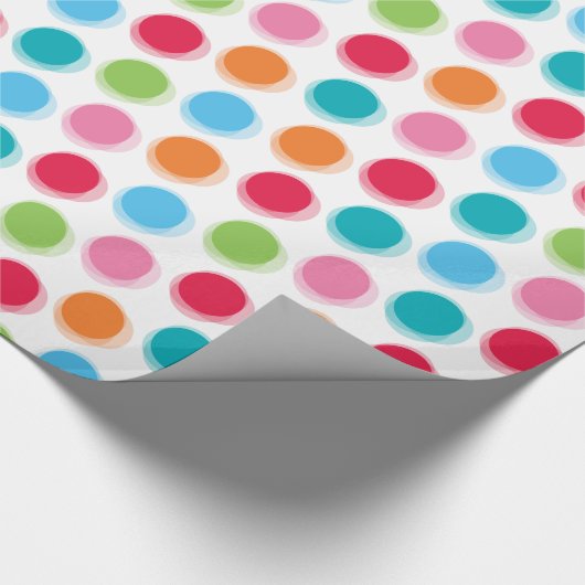 Kleurrijke Retro Fuzzy Fun Polka Dots Kind Cadeaupapier (Hoek)