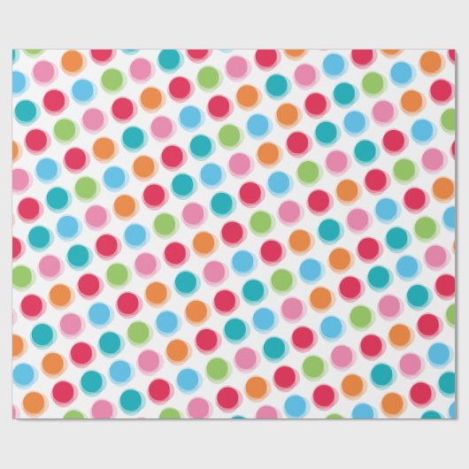 Kleurrijke Retro Fuzzy Fun Polka Dots Kind Cadeaupapier (Vlak)