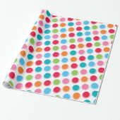 Kleurrijke Retro Fuzzy Fun Polka Dots Kind Cadeaupapier (Uitgerold)