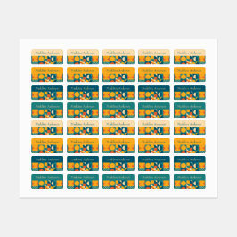 Kleurrijke Retro Geometrische Kinderen namen Label